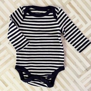 GAP Baby Navy Striped Cotton Onesie, 0-3mo
